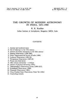 THE GROWTH OF MODERN ASTRONOMY IN INDIA, 1651-1960