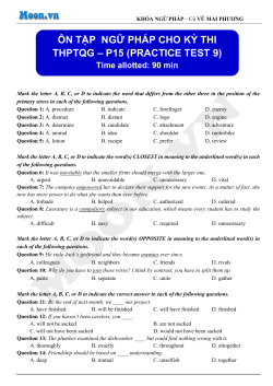 ôn tập ngữ pháp cho kỳ thi thptqg – p15 (practice test 9)