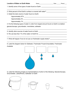 Location of Water on Earth Notes 1. Identify some of the types of