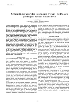 Critical Risk Factors for Information System (IS) Projects