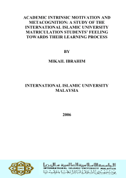 academic intrinsic motivation and metacognition: a - Library