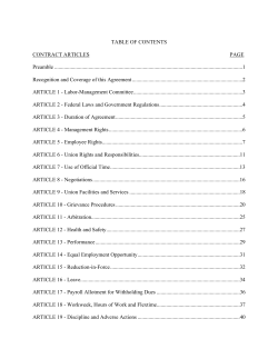 TABLE OF CONTENTS CONTRACT ARTICLES PAGE Preamble