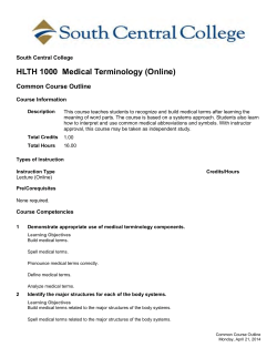 HLTH 1000 Medical Terminology (Online)