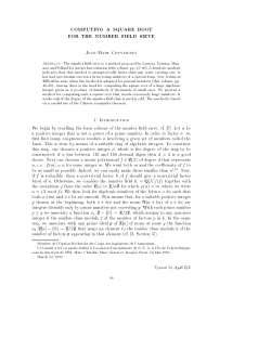 COMPUTING A SQUARE ROOT FOR THE NUMBER