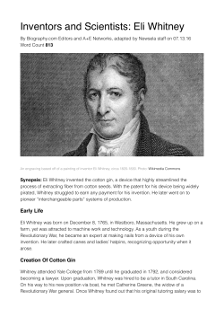 Inventors and Scientists: Eli Whitney