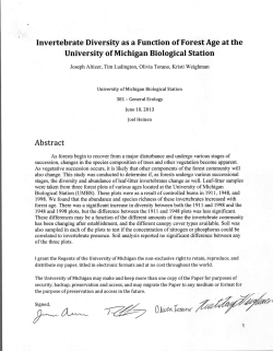 Invertebrate Diversity as a Function of Forest Age at the