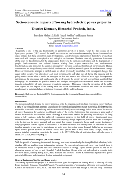Socio-economic impacts of Sorang hydroelectric power project in