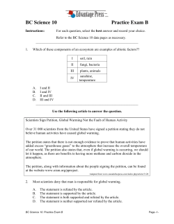 BC Science 10 Practice Exam B
