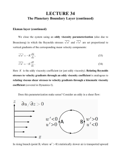 LECTURE 34 The Planetary Boundary Layer (continued)