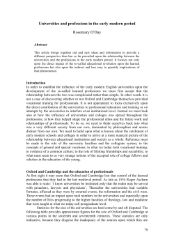 Universities and Professions in the Early Modern Period