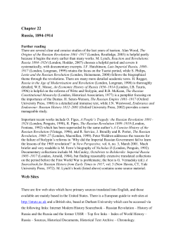 Chapter 22 Russia, 1894-1914 Web Sites