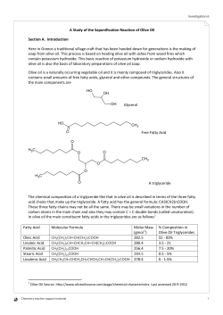 A Study of the Saponification Reaction of Olive Oil Section A