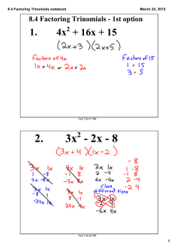 8.4 Factoring Trinomials.notebook