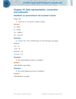 Chapter 16: Data representation, conversion and arithmetic