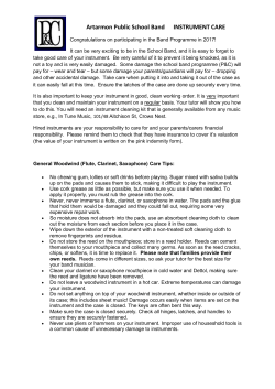 Artarmon Public School Band INSTRUMENT CARE