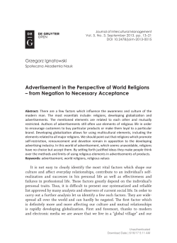 Advertisement in the Perspective of World Religions &ndash; from Negation