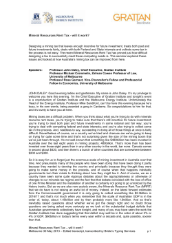 Mineral Resources Rent Tax - will it work?