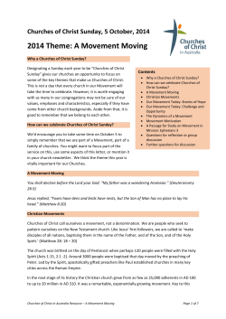 2014 Theme: A Movement Moving - Churches of Christ in Australia