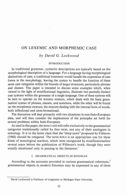 ON LEXEMIC AND MORPHEMIC CASE by David G. Lockwood