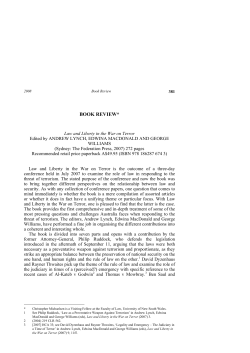 Law and Liberty in the War on Terror: Andrew Lynch