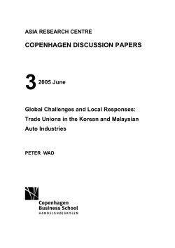 Trade Unions in the Korean and Malaysian Auto Industries