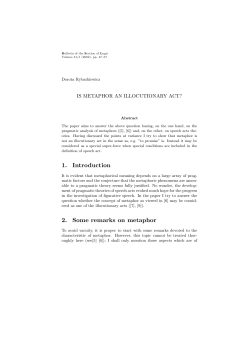 1. Introduction 2. Some remarks on metaphor
