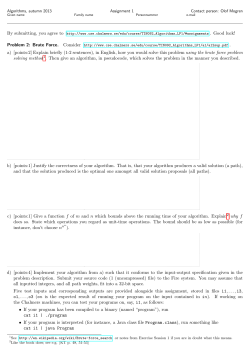 Problem 2: Brute Force. Consider a) [points:2] Explain briefly (1