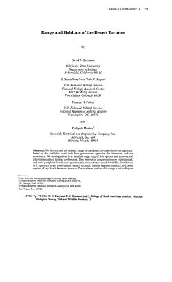 Range and Habitats of the Desert Tortoise