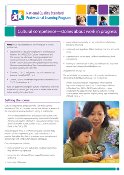 Cultural competence&mdash;stories about work in progress