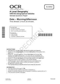 Unit H481/03 - Geographical debates