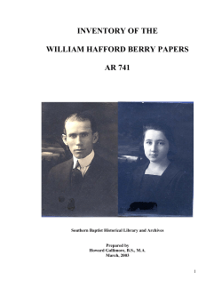 Berry, William Hafford, 1894-1994, Papers, 1922-1963