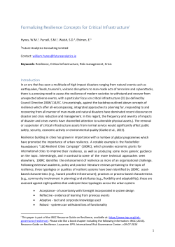 Formalizing Resilience Concepts for Critical Infrastructure