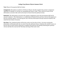 College Prep/Honors Physics Summer Work Text: Physics