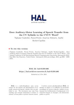 Does Auditory-Motor Learning of Speech Transfer from the CV