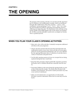 the opening - Center for Innovation in Education