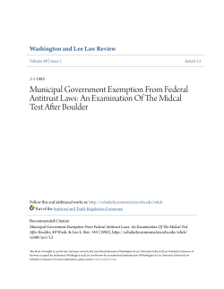 Municipal Government Exemption From Federal Antitrust Laws: An