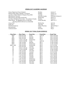 Spring 2017 Final Exam Schedule