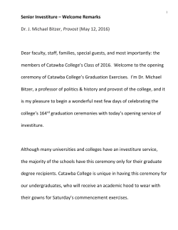 Senior Investiture &ndash; Welcome Remarks Dr. J