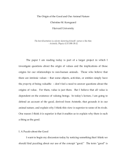 The Origin of the Good and Our Animal Nature