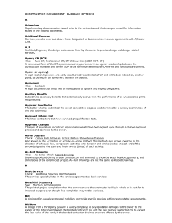 CONSTRUCTION MANAGEMENT - GLOSSARY OF