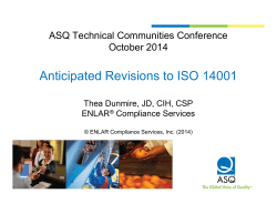Anticipated Revisions to ISO 14001