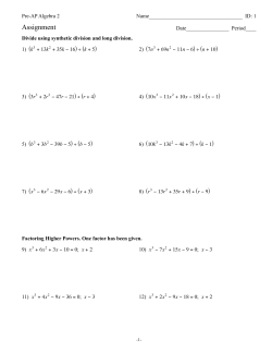 Day 4 - Dividing/Factoring Polynomials