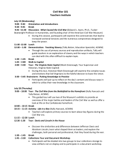 the Civil War 101 Institute Schedule