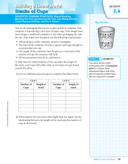 Building a Linear Model Stacks of Cups