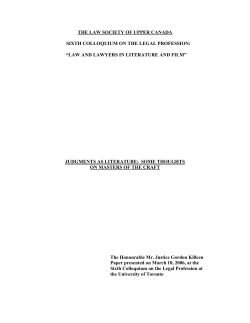 Judgments as literature - The Law Society of Upper Canada