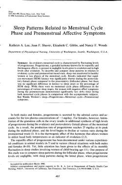 Sleep Patterns Related to Menstrual Cycle Phase and Premenstrual