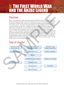The First World War and the Anzac Legend
