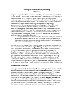 Carl Rogers on Laboratory Learning
