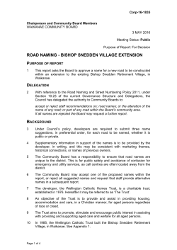 road naming - bishop snedden village extension
