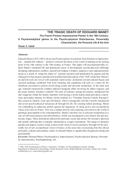 THE TRAGIC DEATH OF EDOUARD MANET The French Pioneer